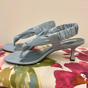 Zara Pale Blue Kitten Heel Thing Sandals 41